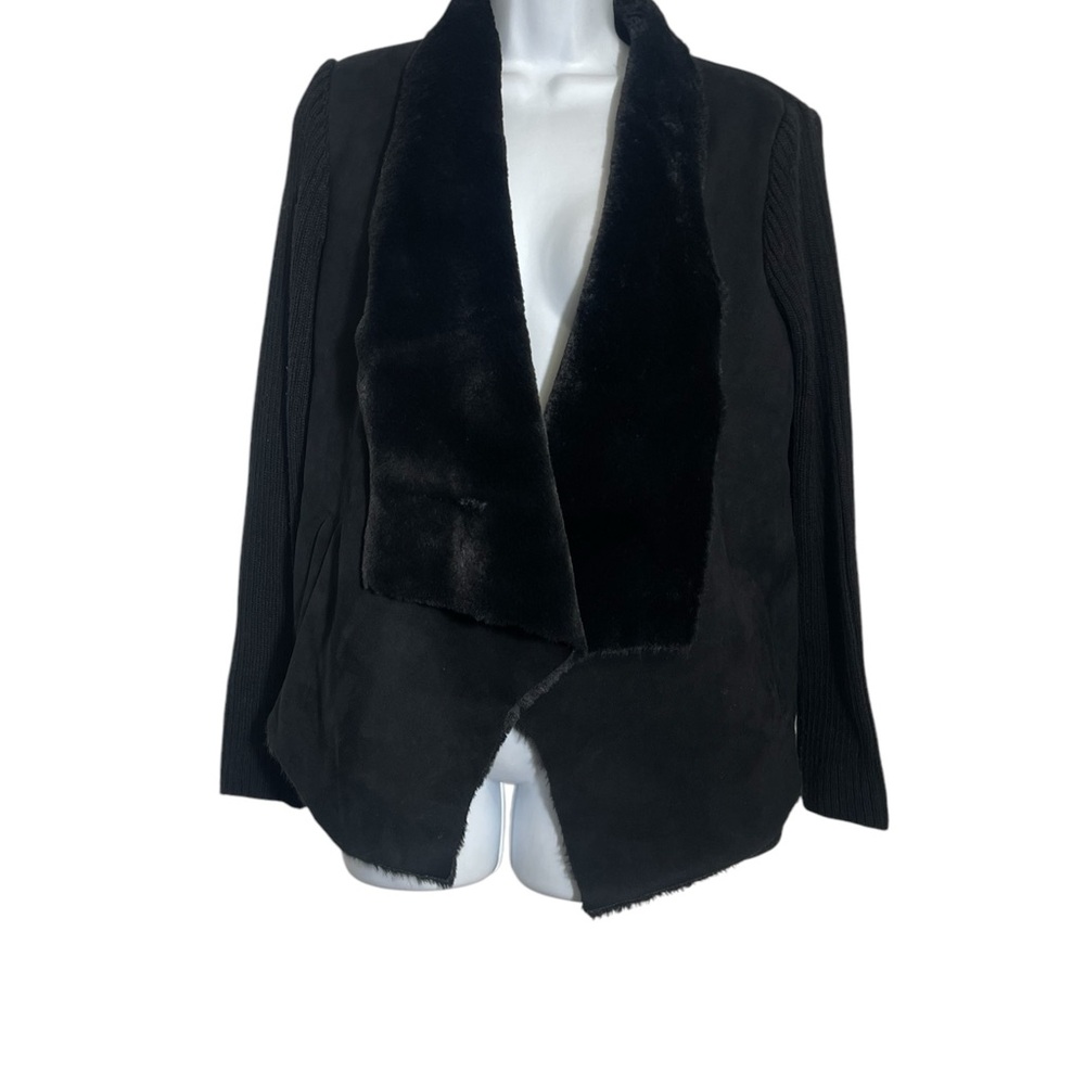 Saks‎ Fifth Avenue jacket size small faux shearling black blazer jacket PERFECT